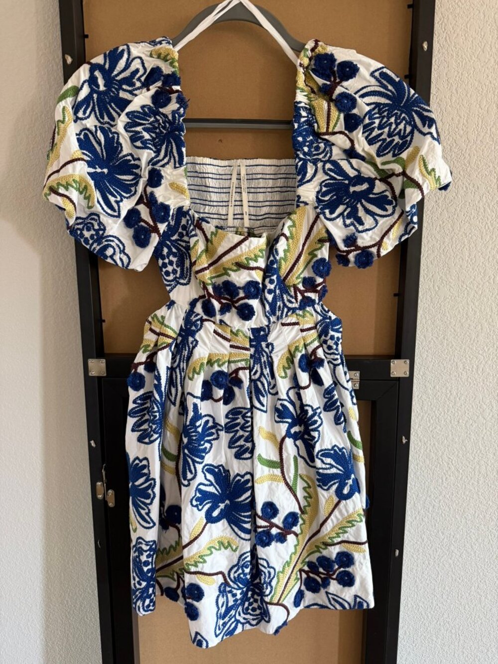 Anthropologie White Embroidered Floral Mini Dress
